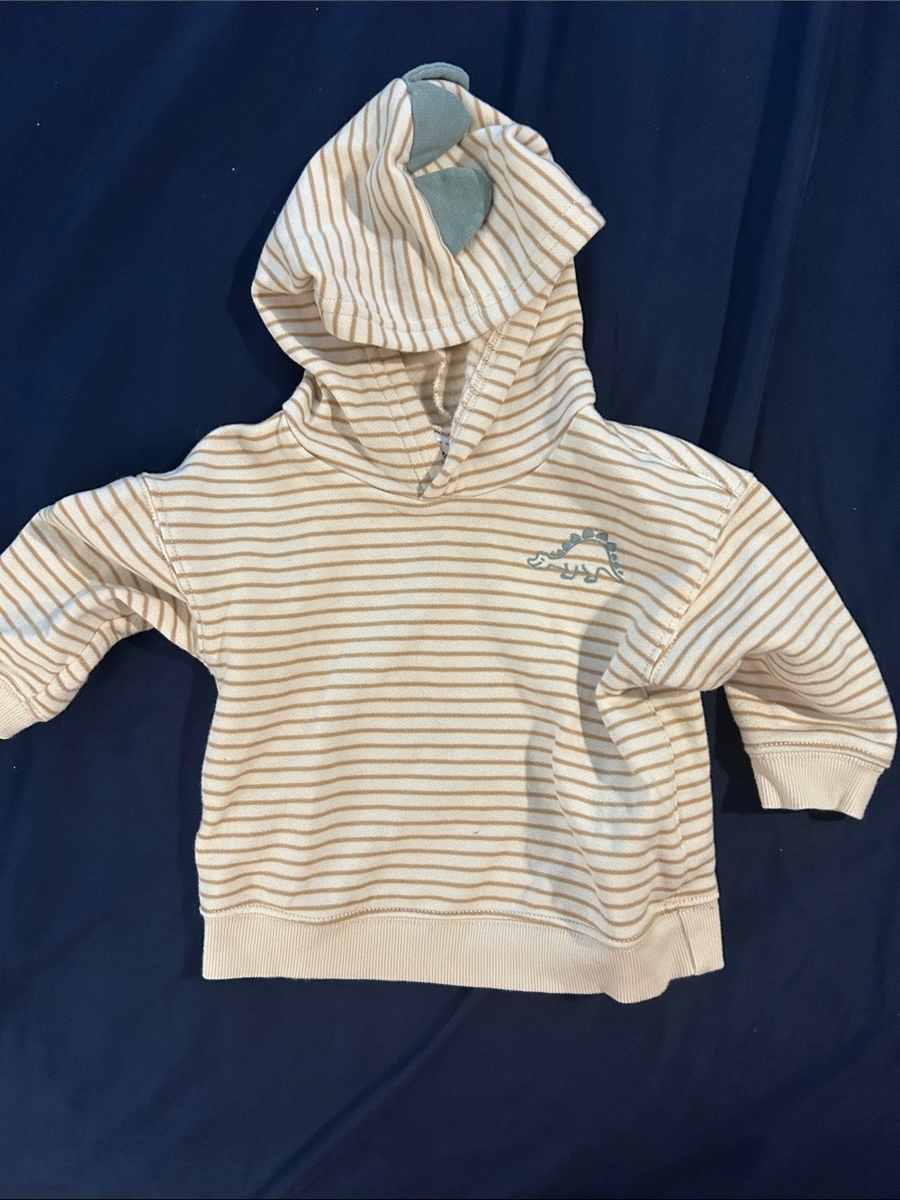 Carter's Beige & White Striped Dino Hooded Sweater